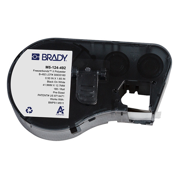 Brady M5-124-492 Freezerbondz polyester labels zwart op wit 41,91 x 12,7 mm (origineel) M5-124-492 148342 - 1