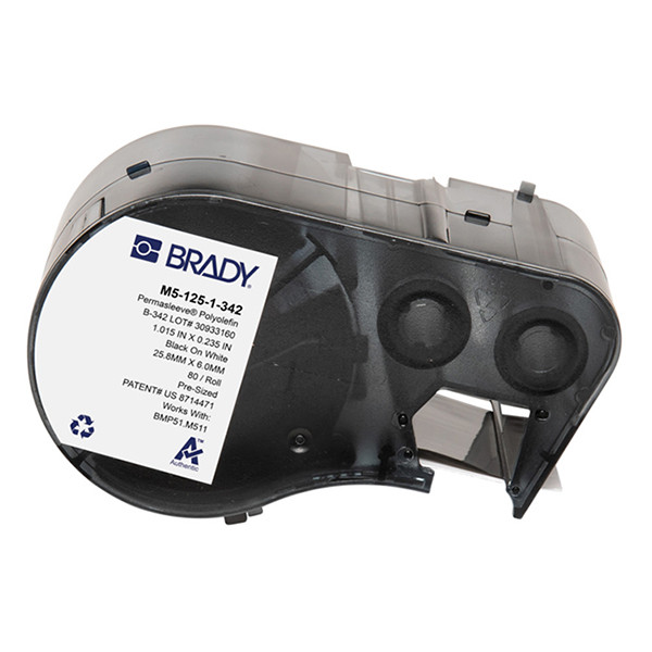 Brady M5-125-1-342 tape krimpkous zwart op wit 6,00 mm x 25,78 mm (origineel) M5-125-1-342 148172 - 1