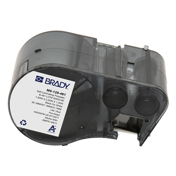 Brady M5-129-461 gelamineerde polyester labels zwart op wit/transparant 38,1 mm x 57,15 mm x 31,75 mm (origineel) M5-129-461 148140 - 1