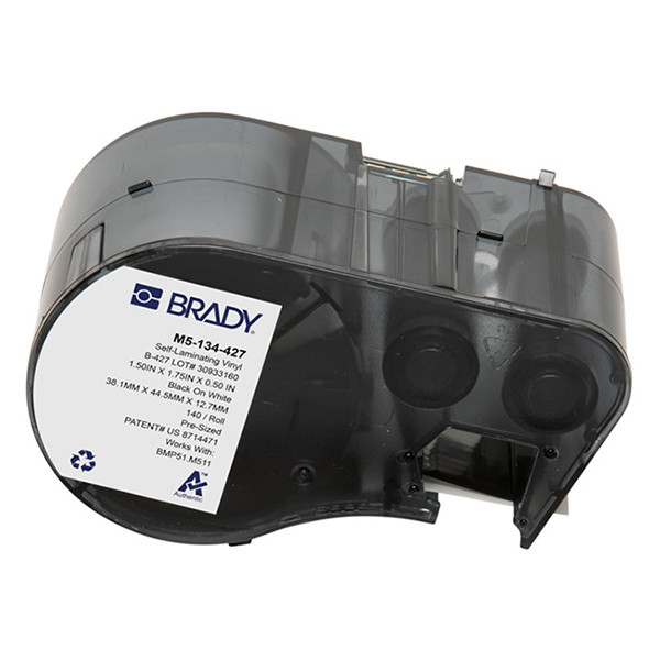 Brady M5-134-427 gelamineerde vinyl labels zwart op wit/transparant 38,1 mm x 44,45 mm x 12,7 mm (origineel) M5-134-427 148136 - 1