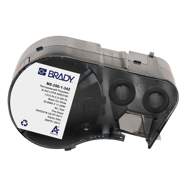 Brady M5-250-1-342 tape krimpkous zwart op wit 11,15 mm x 25,78 mm (origineel) M5-250-1-342 148162 - 1