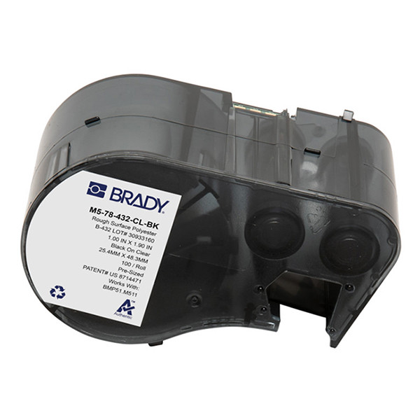 Brady M5-78-432-CL-BK polyester labels zwart op transparant 25,4 mm x 48,26 mm (origineel) M5-78-432-CL-BK 148410 - 1
