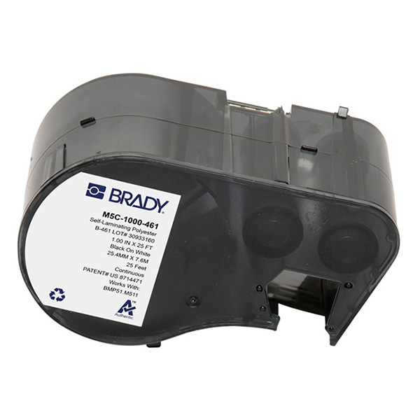 Brady M5C-1000-461 gelamineerde polyester labels zwart op wit 25,4 mm x 7,62 m (origineel) M5C-1000-461 148412 - 1