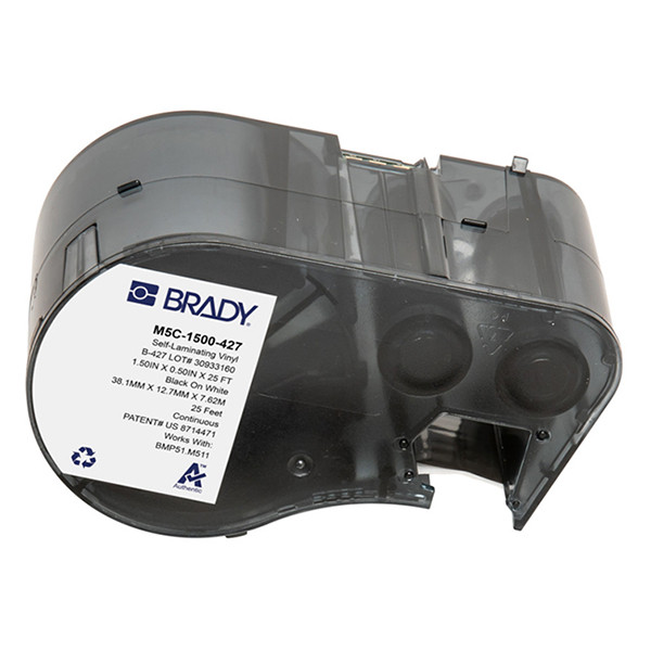 Brady M5C-1500-427 tape gelamineerd vinyl zwart op wit/transparant 38,1 mm x 7,62 m x 12,7 mm (origineel) M5C-1500-427 148406 - 1