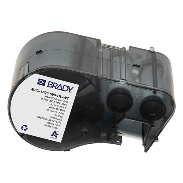 Brady M5C-1500-595-BL-WT tape vinyl wit op blauw 38,1 mm x 7,62 m (origineel) M5C-1500-595-BL-WT 148224 - 1