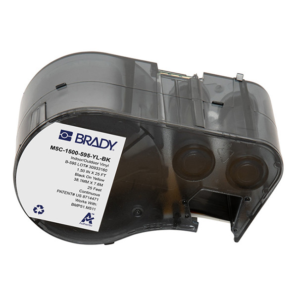 Brady M5C-1500-595-YL-BK tape vinyl zwart op geel 38,1 mm x 7,62 m (origineel) M5C-1500-595-YL-BK 148210 - 1