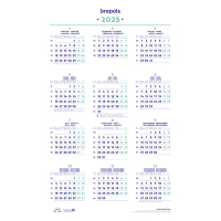 Brepols jaarkalender 2025 op posterformaat 40 x 60,5 cm (4-talig) 1.840.9900.00.0.0 261427