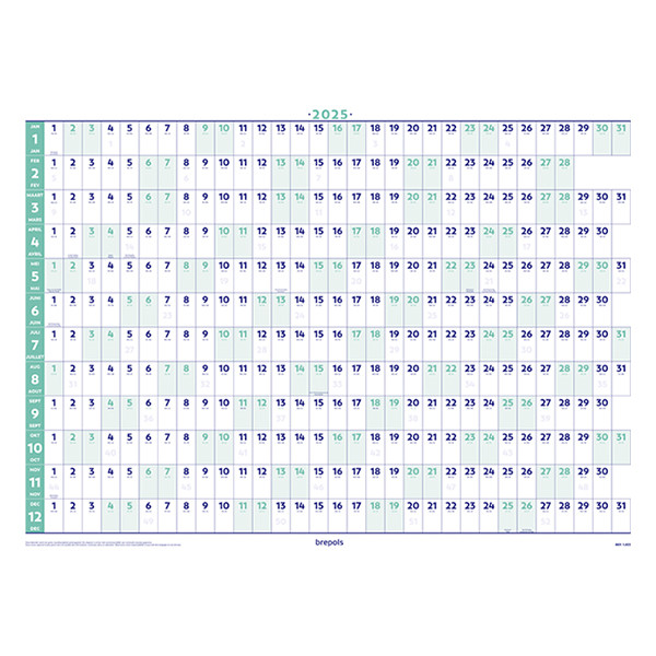 Brepols jaarplanner 2025 82 x 59 cm (2-talig) 1.853.9900.00.0.0 261428 - 1