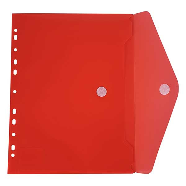 Bronyl documentenvelop A4 transparant rood met perforatierand 99303 402838 - 2