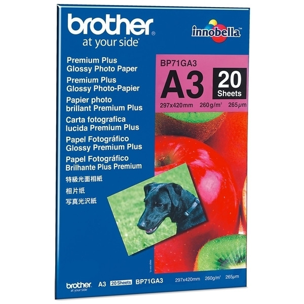 Humoristisch erts Verwachting Brother BP71GA3 premium plus glossy fotopapier A3 260 grams (20 vel)  Brother 123inkt.nl