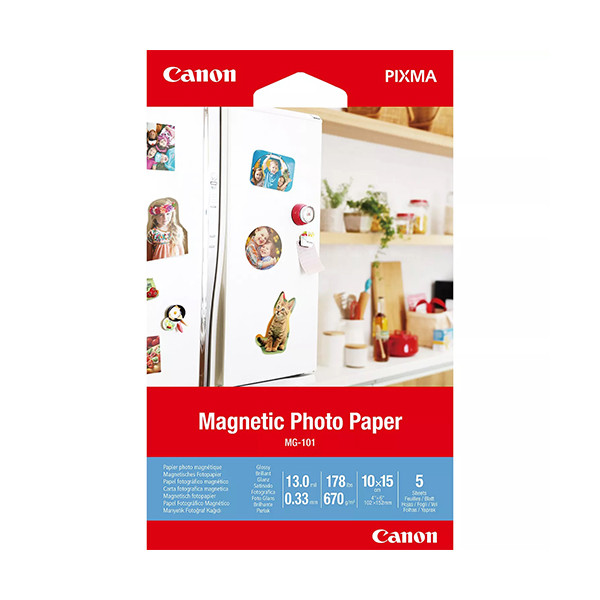 Zichtbaar diep verwennen Canon MG-101 magnetisch fotopapier 178 grams 10 x 15 cm (5 vel) Canon  123inkt.nl
