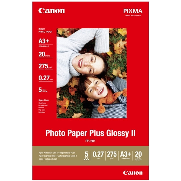 Donder faillissement vice versa Canon PP-201 photo paper plus glossy II 275 grams A3+ (20 vel) Canon  123inkt.nl