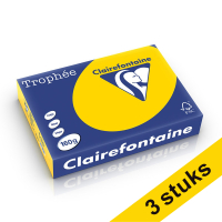 Aanbieding: 3x Clairefontaine gekleurd papier goudgeel 160 grams A4 (250 vel)