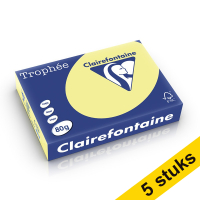 Aanbieding: 5x Clairefontaine gekleurd papier citroengeel 80 grams A4 (500 vel)