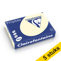 Aanbieding: 5x Clairefontaine gekleurd papier ivoor 160 grams A4 (250 vel)