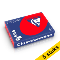 Aanbieding: 5x Clairefontaine gekleurd papier koraalrood 80 grams A4 (500 vel)
