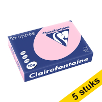 Aanbieding: 5x Clairefontaine gekleurd papier roze 80 grams A4 (500 vel)