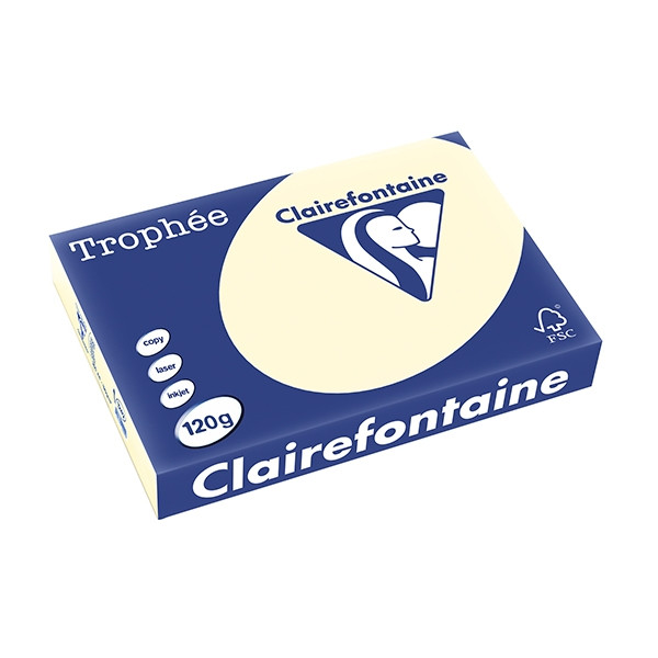 schakelaar Perforeren wagon Clairefontaine gekleurd papier crème 120 grams A4 (250 vel) Clairefontaine  123inkt.nl