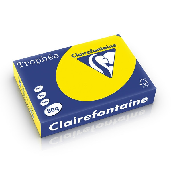 Clairefontaine gekleurd papier fluor geel 80 grams A4 (500 vel) 2977PC 250287 - 1