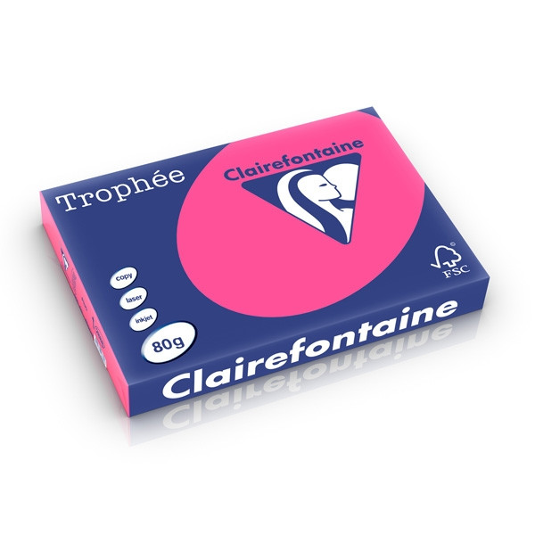 boksen paddestoel Dicteren Clairefontaine gekleurd papier fluor roze 80 grams A3 (500 vel)  Clairefontaine 123inkt.nl