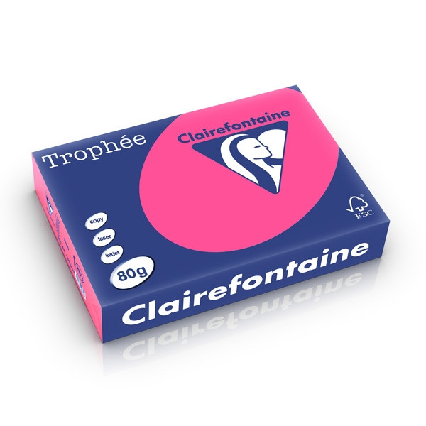 Clairefontaine gekleurd papier fluor roze 80 grams A4 (500 vel) 2973PC 250286 - 1