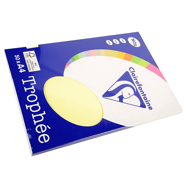 Clairefontaine gekleurd papier geel 160 grams A4 (50 vel) 4157 250021 - 1