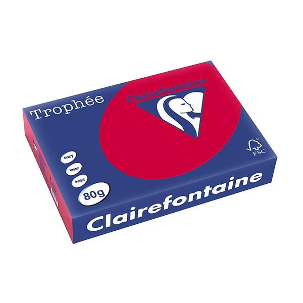 Clairefontaine gekleurd papier kersenrood 80 grams A4 (500 vel) 1782PC 250056 - 1