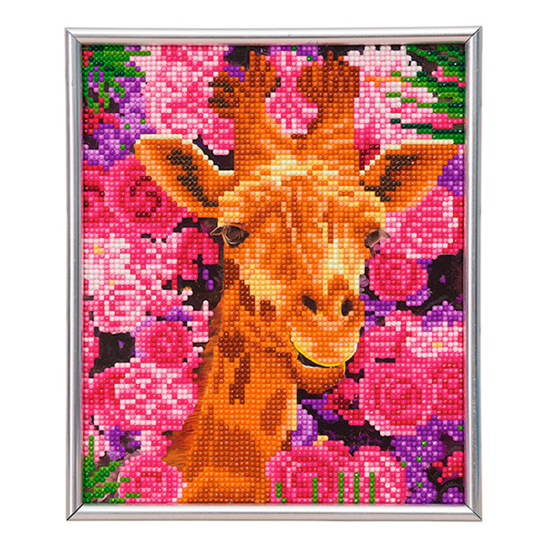 Crystal Art diamond painting foto met lijst Giraffe & Flowers 21 x 25 cm CAM-26 400936 - 1