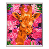 Crystal Art diamond painting foto met lijst Giraffe & Flowers 21 x 25 cm CAM-26 400936