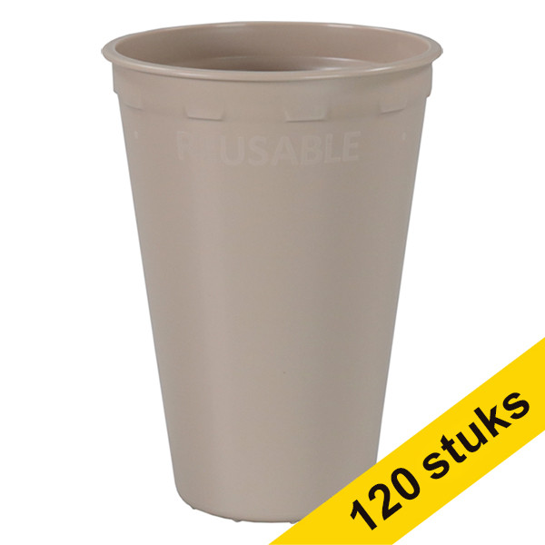 Depa Aanbieding: 3x Depa herbruikbare beker taupe (40 stuks)  402758 - 1