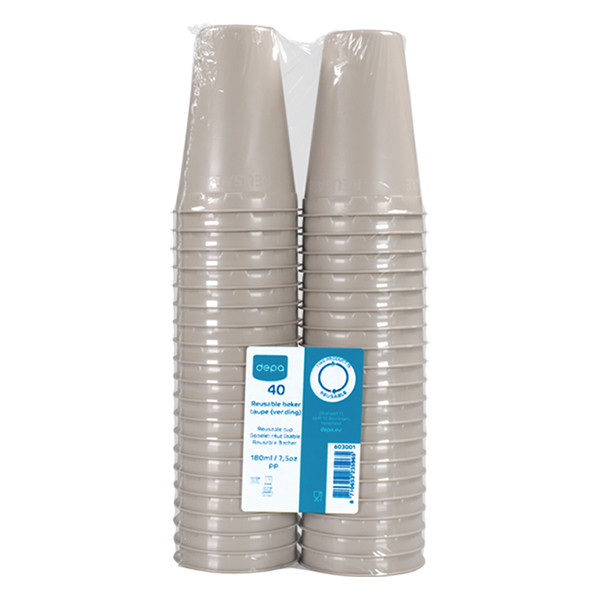 Depa herbruikbare beker taupe 180 ml (40 stuks) 603001 402726 - 2