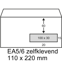 Dienst envelop wit 110 x 220 mm - EA5/6 venster rechts zelfklevend (500 stuks) 202530 88098972 209018