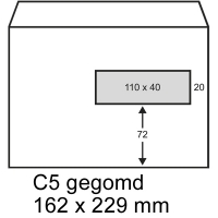 Dienst envelop wit 162 x 229 mm - C5 venster rechts gegomd (500 stuks) 202070 88098969 209052