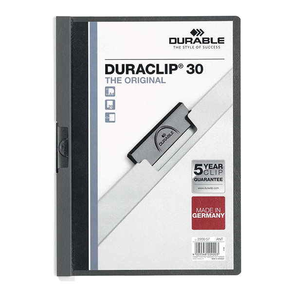 Durable Duraclip klemmap antraciet A4 voor 30 vel 220057 310142 - 1