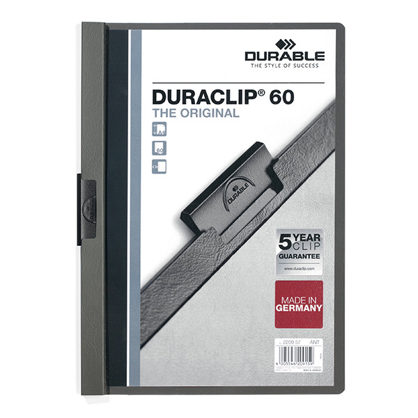 Durable Duraclip klemmap antraciet A4 voor 60 vel 220957 310149 - 1