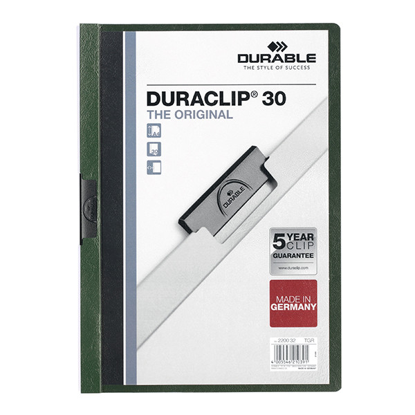 Durable Duraclip klemmap donkergroen A4 voor 30 vel 220032 310141 - 1