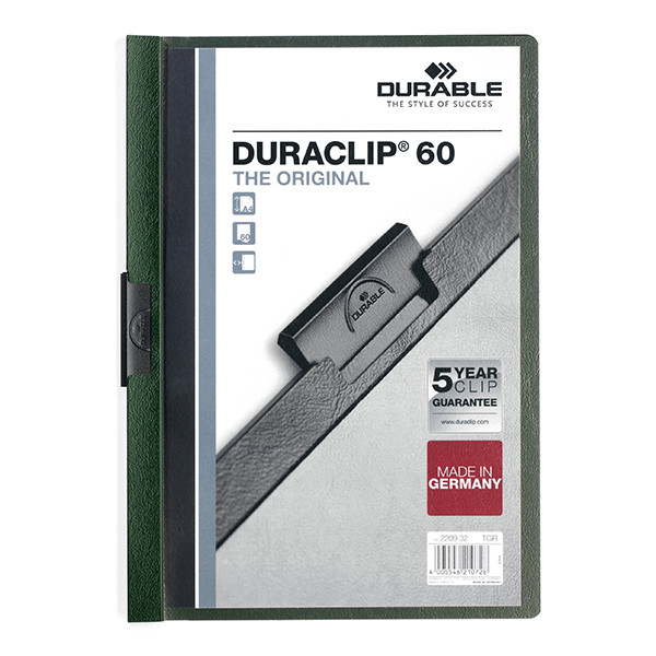 Durable Duraclip klemmap donkergroen A4 voor 60 vel 220932 310148 - 1