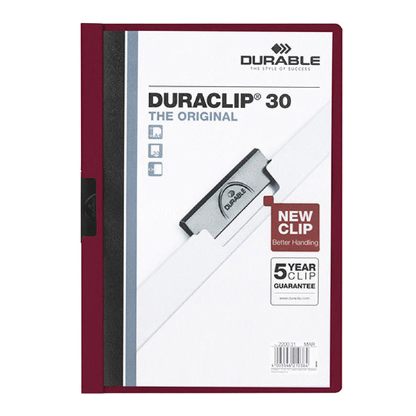 Durable Duraclip klemmap donkerrood A4 voor 30 vel 220031 310140 - 1