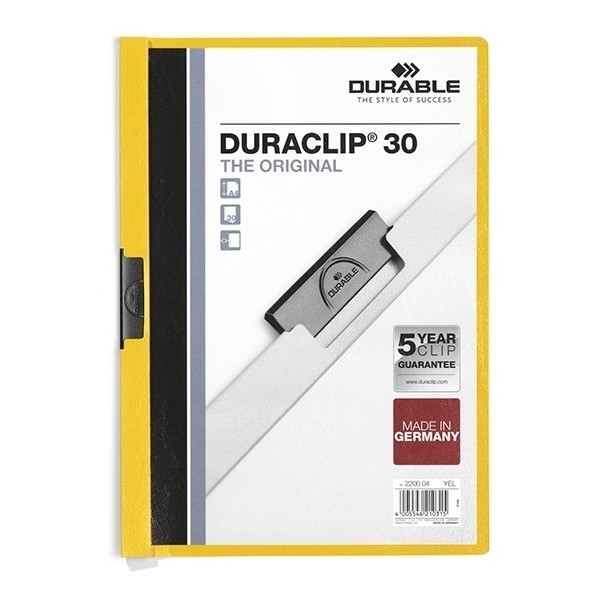 Durable Duraclip klemmap geel A4 voor 30 vel 220004 310043 - 1