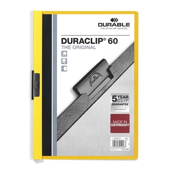 Durable Duraclip klemmap geel A4 voor 60 vel 220904 310048 - 1