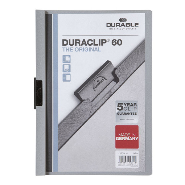 Durable Duraclip klemmap grijs A4 voor 60 vel 220910 310145 - 1