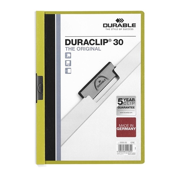 Durable Duraclip klemmap groen A4 voor 30 vel 220005 310044 - 1