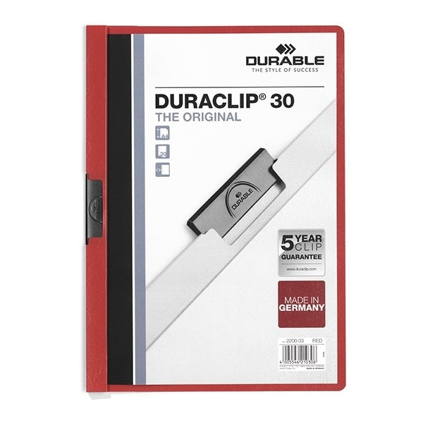 Durable Duraclip klemmap rood A4 voor 30 vel 220003 310042 - 1