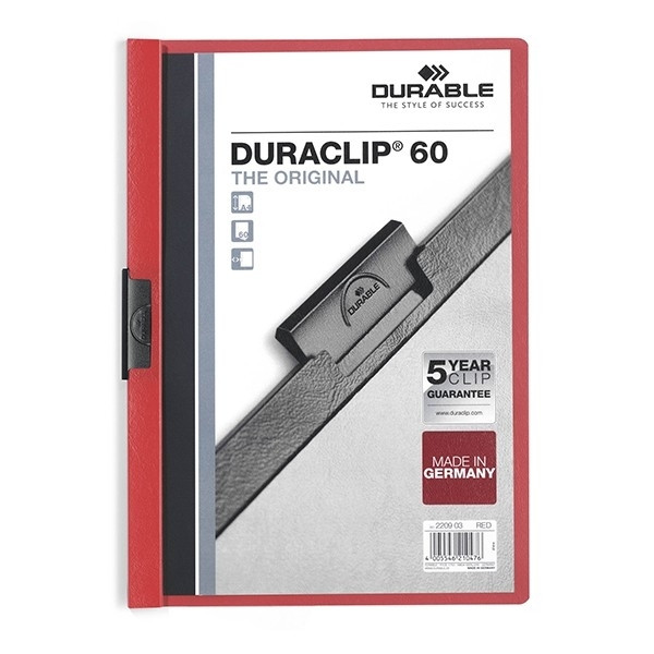 Durable Duraclip klemmap rood A4 voor 60 vel 220903 310047 - 1