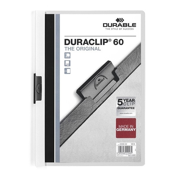 Durable Duraclip klemmap wit A4 voor 60 vel 220902 310046 - 1