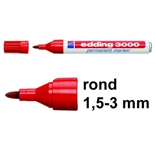 Normalisatie Gezond omroeper Edding 3000 permanent marker rood (1,5 - 3 mm rond) Edding 123inkt.nl