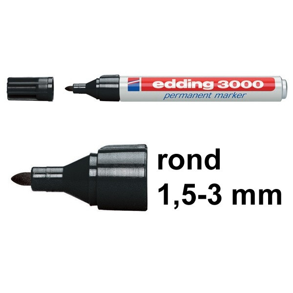 Edding 3000 permanent marker zwart (1,5 - 3 mm rond) 4-3000001 200500 - 1