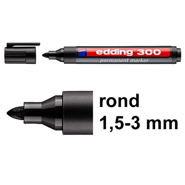 Edding 300 permanent marker zwart (1,5 - 3 mm rond) 4-300001 246316 - 1