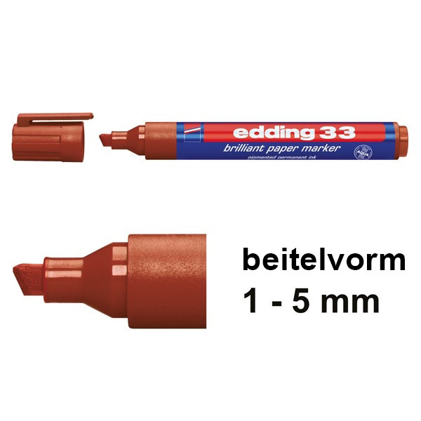 Edding 33 brilliant paper marker bruin (1 - 5 mm beitel) 4-33007 239218 - 1