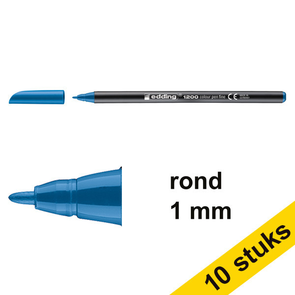 Edding Aanbieding: 10x Edding 1200 viltstift lichtblauw (1 mm rond)  239572 - 1